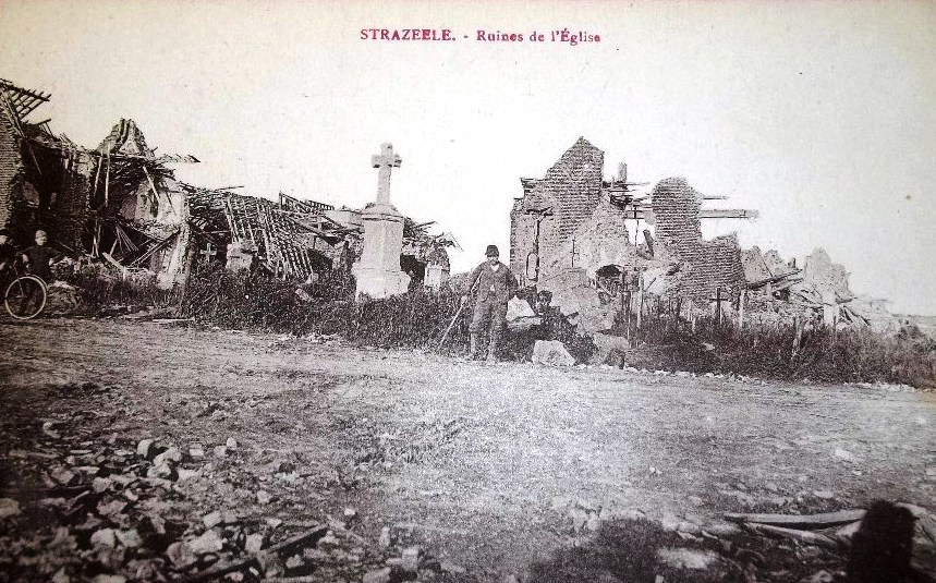 Postcard of Strazeele ruins