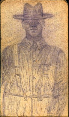Not a Known portrait but possibly a self portrait by Thomas from his notebook during the war.